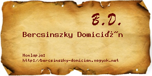 Bercsinszky Domicián névjegykártya